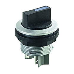 Wahltaster tastend 2S, Schaltwinkel +-40°, Einbau-Ø 22,3mm, Flachstecker , Produktphoto