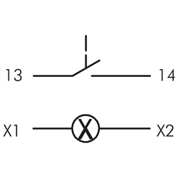 Leuchtdrucktaster 1S, Einbau-Ø 22,3mm, Flachstecker , Technische Zeichnung