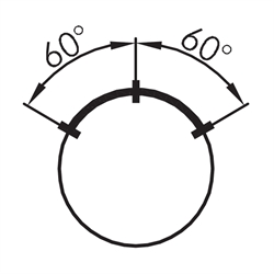 Wahltaster rastend 2S, Schaltwinkel +-60°, Einbau-Ø 22,3mm, Flachstecker , Technische Zeichnung