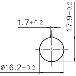 Not-Halt-Taster 2Ö, Einbau-Ø 16,2mm, Flachstecker , Technische Zeichnung