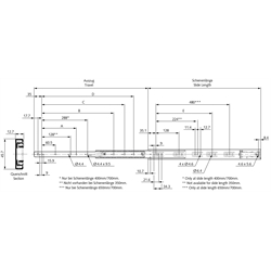 Auszugschienensatz DZ 3832 EC-D Schienenlänge 400mm hell verzinkt, Technische Zeichnung