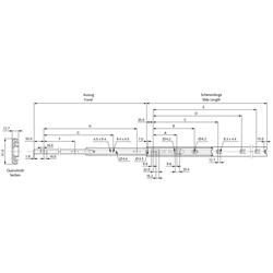 Auszugschienensatz DZ 3932 Schienenlänge 600mm hell verzinkt, Technische Zeichnung