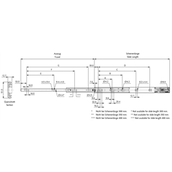Auszugschienensatz DZ 3932 EC Schienenlänge 300mm hell verzinkt, Technische Zeichnung