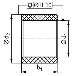 Buchse EP22 Bohrung 8mm Außendurchmesser 10mm Länge 12mm Farbe weiß, Technische Zeichnung