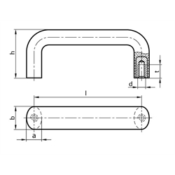 Bügelgriff 725 Länge 117mm Material PP , Technische Zeichnung