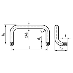 Bügelgriff 426.1 Länge 500mm Material Aluminium kunststoffbeschichtet , Technische Zeichnung