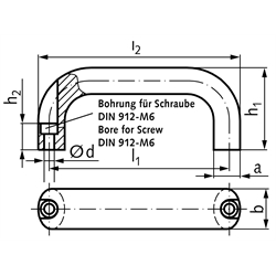 Bügelgriff 565.1 Länge 196mm Material Aluminium , Technische Zeichnung