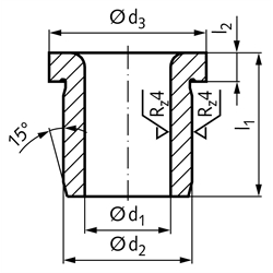 Bundbohrbuchse ähnlich DIN 172 - A 4,1 x 12, Technische Zeichnung