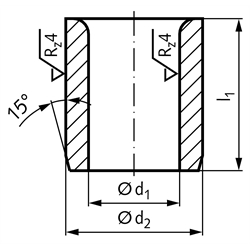 Zylindrische Bohrbuchse ähnlich DIN 179 - A 16,5 x 16, Technische Zeichnung