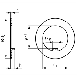 Sicherungsblech DIN 462 Innen-ø 48mm Stahl blank, Technische Zeichnung