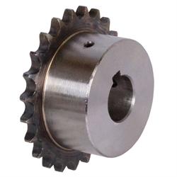 Kettenrad KRF mit einseitiger Nabe 20 B-1 1 1/4"x3/4" 18 Zähne Bohrung 70H7 Passfedernut nach DIN 6885/1 2 Stellschraubengewinde Material Stahl Zähne induktiv gehärtet , Produktphoto