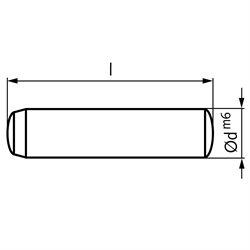 Zylinderstift DIN 6325 Stahl gehärtet Durchmesser 10m6 Länge 90mm, Technische Zeichnung