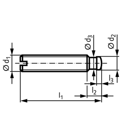 Gewindestift DIN 6332 mit Druckzapfen Gewinde M12 Gesamtlänge 60mm rostfreier Stahl, Technische Zeichnung