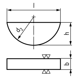 Scheibenfeder DIN 6888 Material C45+C Breite 4mm x Höhe 6,5mm, Technische Zeichnung