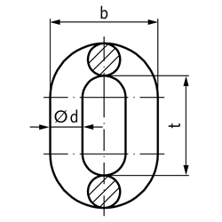 Rundstahlkette ähnlich DIN 766 A Güteklasse 3 Kettenstärke 8mm Material rostfrei 1.4401 , Technische Zeichnung