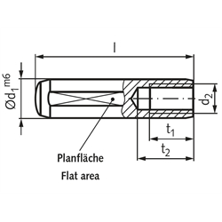 Zylinderstift DIN 7979 Stahl gehärtet Durchmesser 25m6 Länge 50mm mit Innengewinde M16, Technische Zeichnung