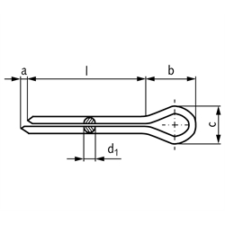 Splint DIN EN ISO 1234 (ex DIN 94) 1,6 x 20 verzinkt, Technische Zeichnung