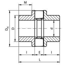 Elastische Kupplung DXA Baugröße 85 max. Drehmoment 6700Nm Nenndrehm. 3350Nm Aussendurchmesser 185mm Gesamtlänge 214mm vorgebohrt , Technische Zeichnung