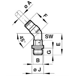 Drehbare Winkel-Einschraubverbindungen 45°, Technische Zeichnung