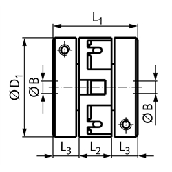 Drehstarre Kupplung HB Bohrung 10mm max. Drehmoment 3,5 Nm Außendurchmesser 41,4mm , Technische Zeichnung