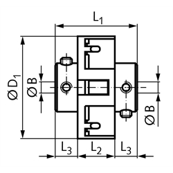 Drehstarre Kupplung HU Bohrung 8mm max. Drehmoment 1,7 Nm Außendurchmesser 28mm , Technische Zeichnung