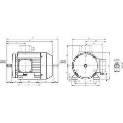 Drehstrom-Normmotor SM/I 230/400V 50Hz 2,2kW ca. 2910 /min. Baugröße 90 L Bauform B3 Effizienzklasse IE3 (Betriebsanleitung im Internet unter www.maedler.de im Bereich Downloads), Technische Zeichnung