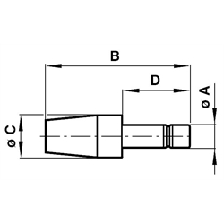 Einsteck-Schalldämpfer Zapfen-Außendurchmesser 4mm , Technische Zeichnung