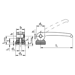 Exzenterspanner 927 Form A Innengewinde M8 , Technische Zeichnung