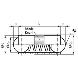 Federndes Druckstück doppelseitig Außendurchmesser 8mm, Technische Zeichnung