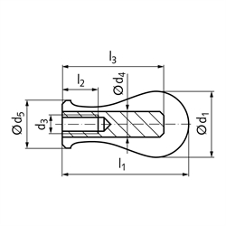 Handgriff GT Ausführung S Silikon Gewindeeinsatz M10 aus rostfreiem Stahl 1.4301, Technische Zeichnung