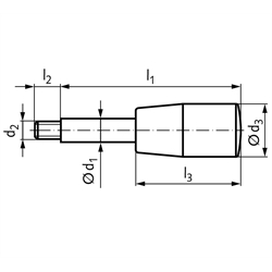 Griffstange 209 mit Zylinderknopf M8 l1 125mm Edelstahl , Technische Zeichnung