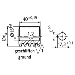 Präzisions-Schnecke Achsabstand 53mm i=38 maßgleich A 50 i=35 A 63 i=48 A 65 i=50 , Technische Zeichnung