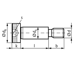 Passschraube ähnlich ISO 7379 ø8f9-M6-25mm Edelstahl 1.4301, Technische Zeichnung