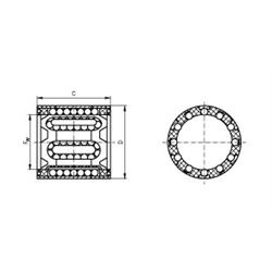 Linearkugellager KB-1-ST ISO-Reihe 1 mit Stahlmantel mit beids. Dichtung für Wellen-Ø 50mm, Technische Zeichnung