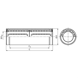 Tandem-Linearkugellager KBT-ST ISO-Reihe 3 beidseitig abgedichtet für Wellen-Ø 30mm, Technische Zeichnung