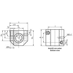 Linearlagereinheit KG-3 ISO-Reihe 3 Easy-Line mit Linear-Kugellager mit Winkelausgleich mit beids. Dichtung für Wellen-Ø 30mm, Technische Zeichnung