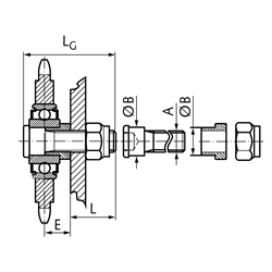 Befestigungsschraube M16 aus Edelstahl für Kettenspannräder KSP und KSP-R, Technische Zeichnung