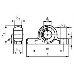 Kunststoff-Stehlager igubal® KSTM, Technische Zeichnung