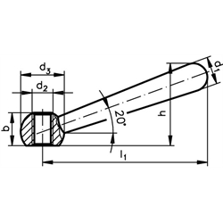 Kegelgriff DIN 99 - 80 - M10 Stahl Ausführung N Kugeldurchmesser 20mm , Technische Zeichnung