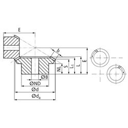 Kegelradsatz spiralverzahnt Modul 0,6 Zähnezahl 22/33 i=1,5:1 Material 42CrMo4 Zahnflanken induktiv gehärtet , Technische Zeichnung