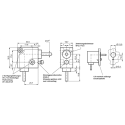 Miniatur-Kegelradgetriebe HUG, bis 0,68 Nm, i=1:1, Technische Zeichnung