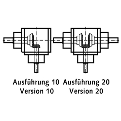 Miniatur-Kegelradgetriebe MKU, Bauart K, i=1:1, Technische Zeichnung