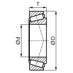 MÄDLER Kegelrollenlager 30305 Innen-ø 25mm Außen-ø 62mm Höhe 18,25mm, Technische Zeichnung