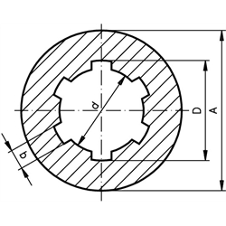 Keilnaben DIN ISO 14, Edelstahl, Technische Zeichnung