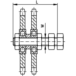Kettenradsätze für Kettenspanner, zweifach, Technische Zeichnung
