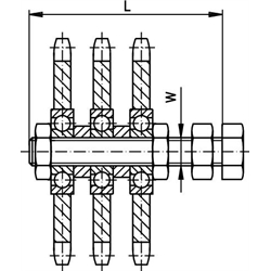 Dreifach-Kettenradsatz 10 B-3 5/8"x3/8" Z=15, Technische Zeichnung