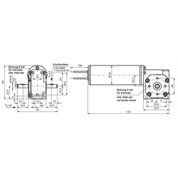 Kleingetriebemotor SE mit Gleichstrommotor 12V Größe 1 n2=261 /min i=23:1 , Technische Zeichnung