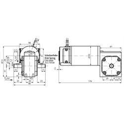 Kleingetriebemotor SE mit Gleichstrommotor 24V Größe 3 n2=333 /min i=12:1 , Technische Zeichnung