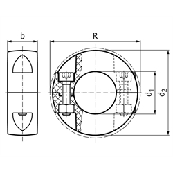 Geteilte Klemmringe aus Kunststoff, verstärkt, Technische Zeichnung