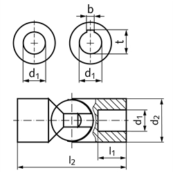 Kugelgelenk RW Bohrung 20H7 Material Stahl
Außendurchmesser 40mm Gesamtlänge 100mm 
 , Technische Zeichnung